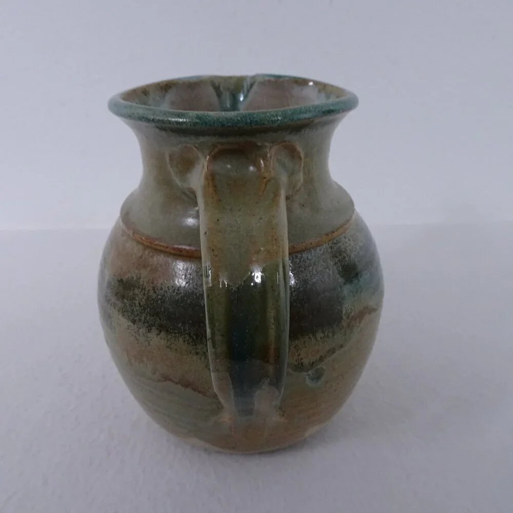 Vintage Pottery Pitcher Handmade Signed Hartman 7.5